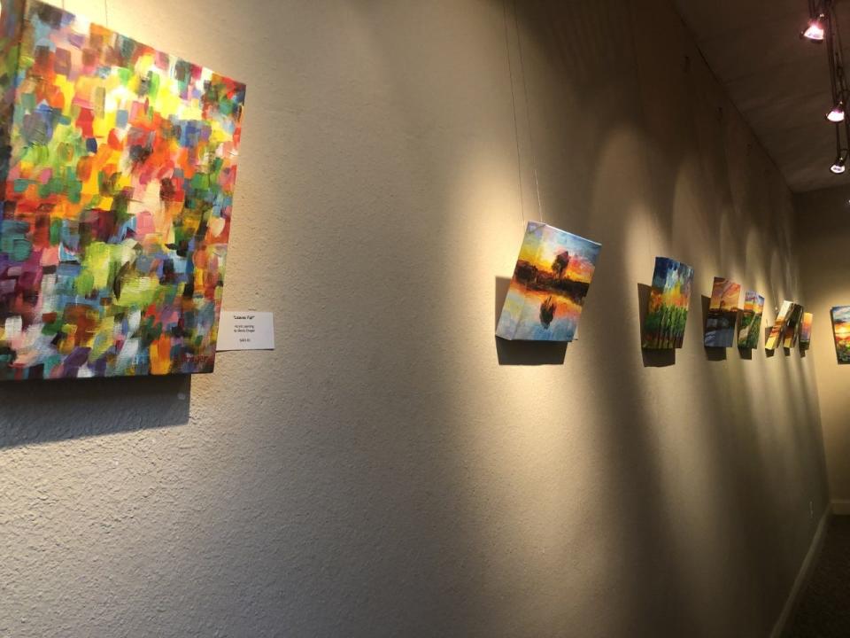 Several of Becky Drager's smaller pieces adorn the hallway at NexLynx Gallery of Art.