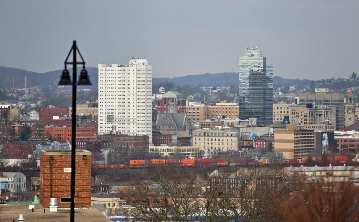 A view of downtown Worcester from the College of the Holy Cross.