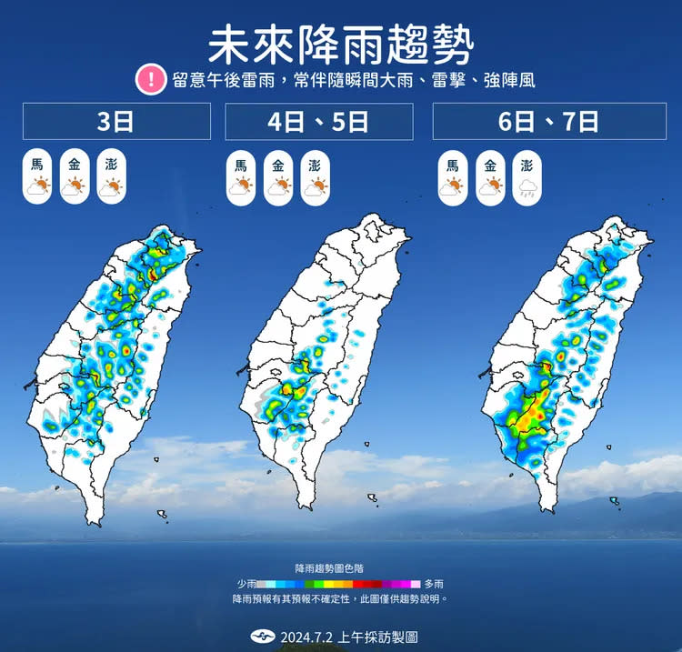 未來降雨趨勢。中央氣象署提供