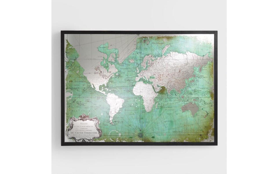 Cost Plus World Market Green Mirrored World Map