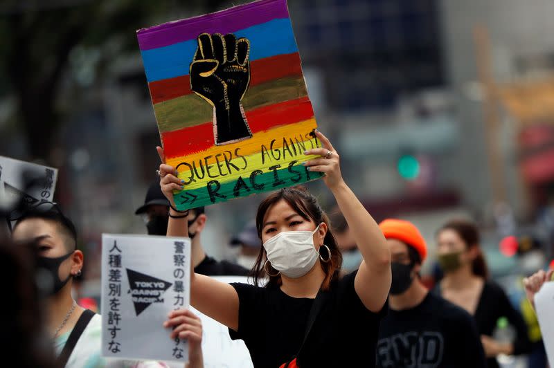 Protest march over the alleged police abuse of a Turkish man in echoes of a Black Lives Matter protest, following the death of George Floyd who died in police custody in Minneapolis, in Tokyo