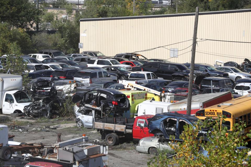 The DPD tow storage yards located on Mt. Elliott and Caniff streets in Hamtramck filled with cars towed to the location on Oct. 09, 2021.