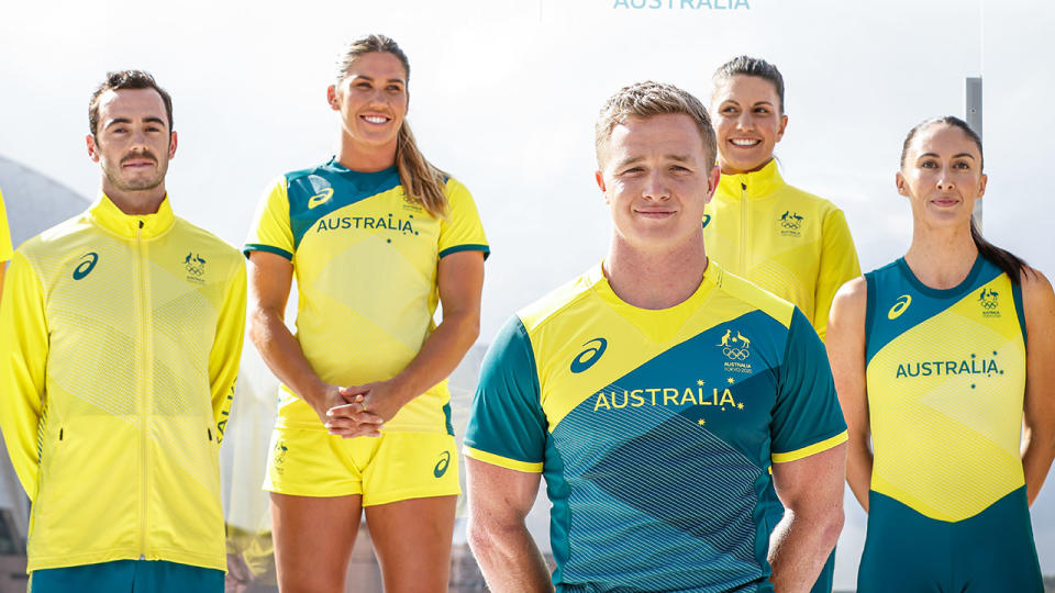 Pictured here, some of Australia's athletes showcasing the new Olympic uniforms.