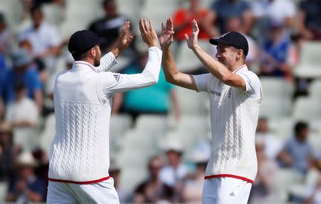 Britain Cricket - England v Pakistan - Third Test - Edgbaston - 7/8/16 England's Chris Woakes celebrates after taking the catch to dismiss Pakistan's Mohammad Hafeez (not pictured) Action Images via Reuters / Paul Childs