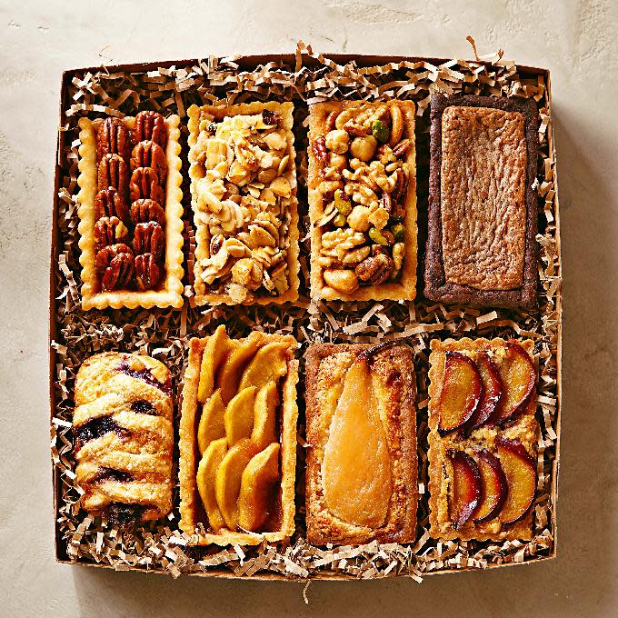 This photo provided by Williams-Sonoma.com shows Tzurit Or’s handmade Tatte pastry assortment – an array of fall fruit, chocolate and nut petite tarts that are a delicious way to eliminate the dessert-making chore from Thanksgiving, and would also make a welcome offering to the feast. (AP Photo/Williams-Sonoma.com)