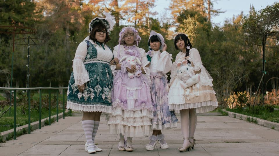 From left: Bianca, Lauren, Kandace, and Nghi after a tea party in the Morcom Rose Garden in Oakland, California, on Feb. 25, 2021. - Shelby Knowles