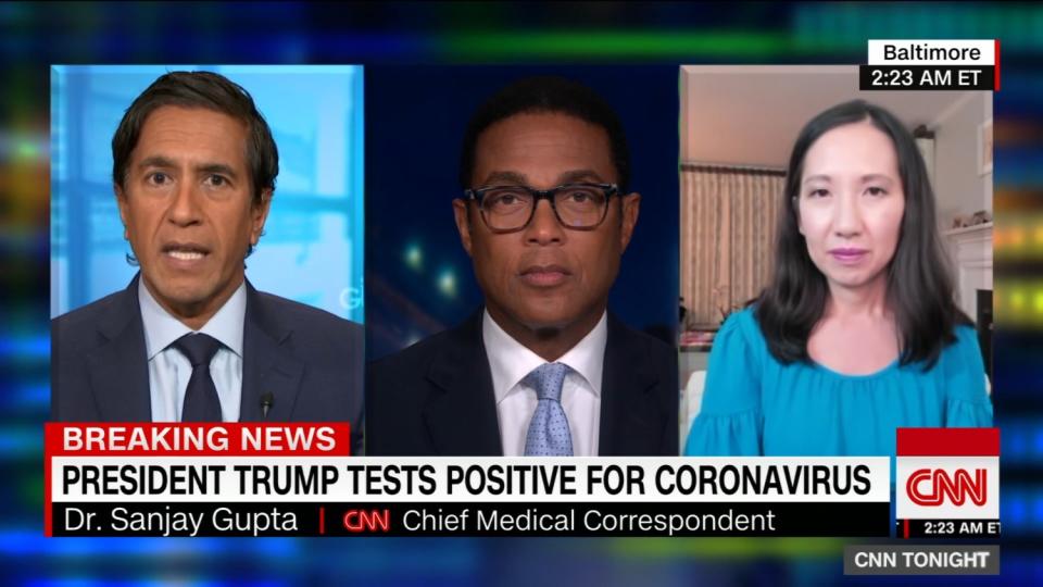 A screengrab of CNNN's Dr. Sanjay Gupta, host Don Lemon and Dr. Leana Wen