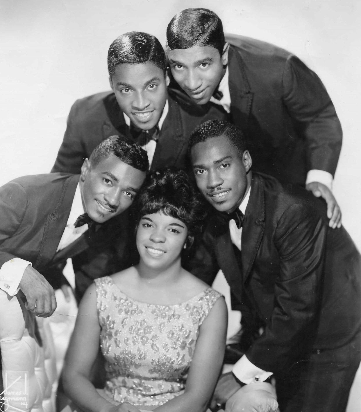 Ruby & The Romantics, featuring Ruby Nash and, from left, Leroy Fann, Ed Roberts, Ronald Mosley and George Lee, take a portrait in 1963, the year the Akron group hit No. 1.