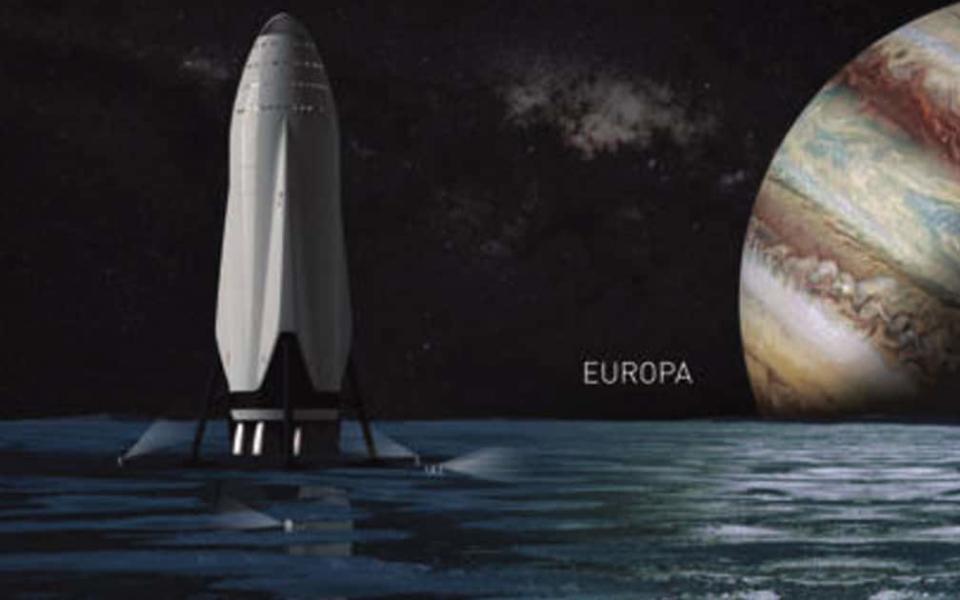 Musk said that Jupiter's moon Europa could act as a refuelling stop for journeys further into the Solar System - Credit: Elon Musk