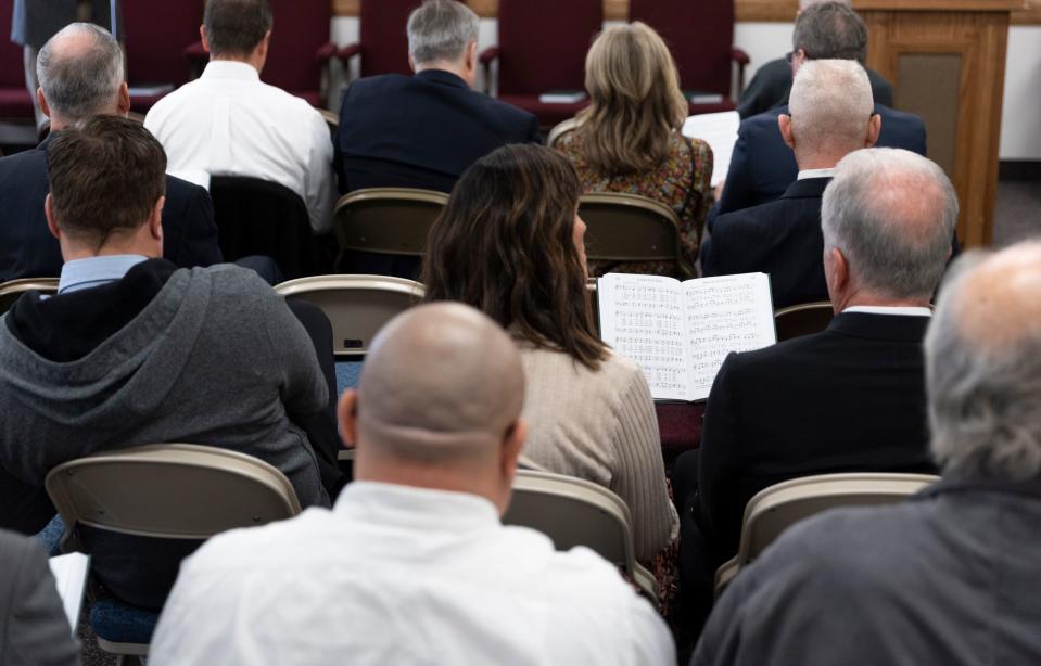 Community members and former prison inmates gather to attend the sacrament service at The Church of Jesus Christ of Latter-day Saints in West Valley City on Sunday, Jan. 28, 2024. | Marielle Scott, Deseret News
