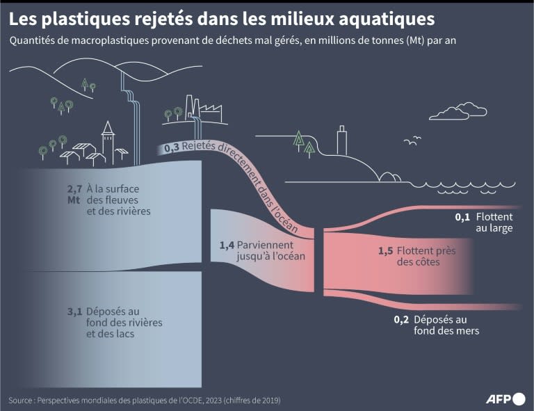 Estimations des quantités de macroplastiques rejetées dans les milieux aquatiques, selon l'OCDE (Valentina BRESCHI)