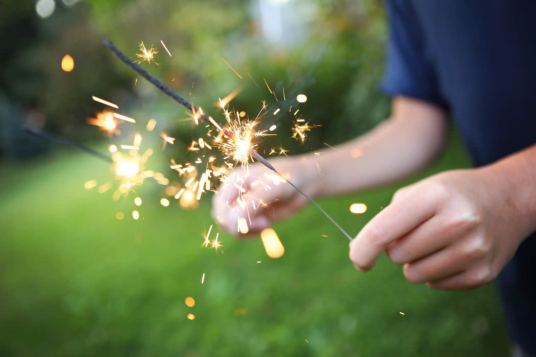 Kid Holding Fireworks Sparkler