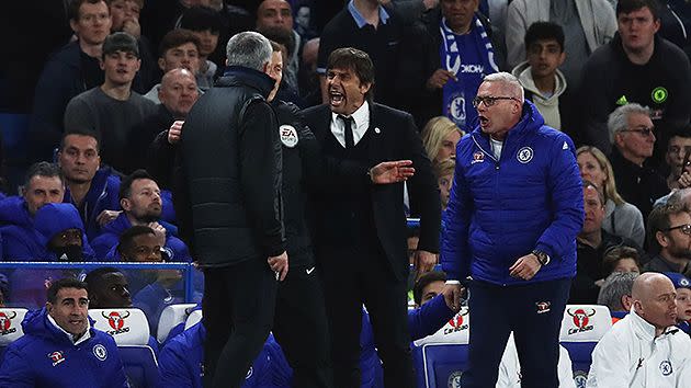 <strong>Mourinho and Conte had to be separated by the fourth official. Pic: Getty</strong>