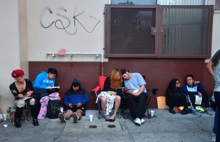 Dreamers wait in line for the last chance to renew their applications for DACA at a legal aid center in Los Angeles