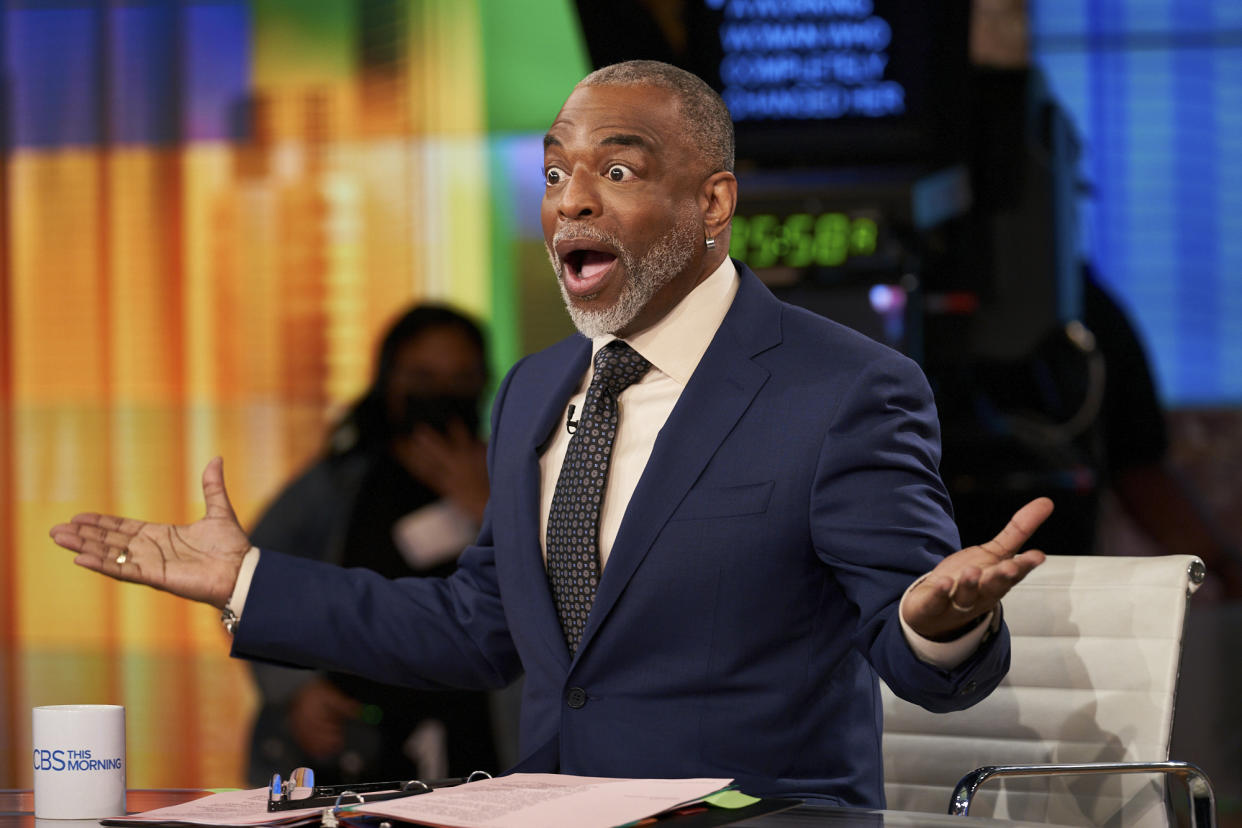 NEW YORK - APRIL 19: LeVar Burton joins CBS This Morning Co-Hosts Gayle King and Anthony Mason as Guest Host while Tony Dokoupil is on Parental leave, May 19, Live from the Broadcast Center in NY.  Pictured: LeVar Burton. (Photo by Clifton Prescod/CBS via Getty Images)