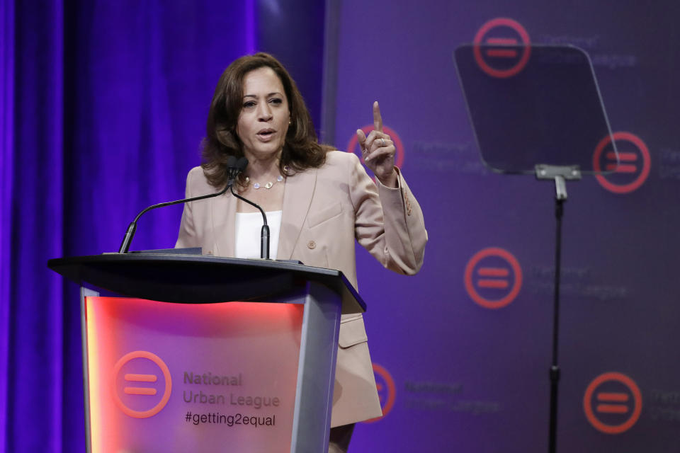 Democratic presidential candidate, Sen. Kamala Harris, D-Calif., speaks during the National Urban League Conference, Friday, July 26, 2019, in Indianapolis.&nbsp; (Photo: ASSOCIATED PRESS)