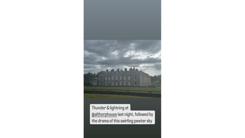 Charles Spencer's home Althorp with clouds overhead