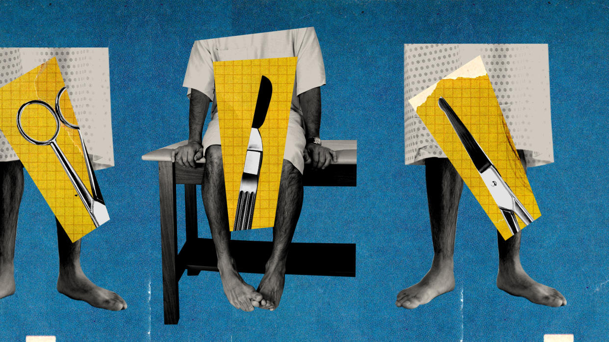Men share their vasectomy stories. (Image: Getty; illustration by Mark Harris for Yahoo)