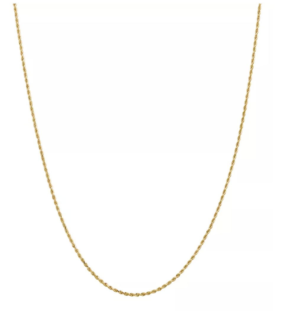 Diamond Cut Rope Chain Necklace in 14K Yellow Gold