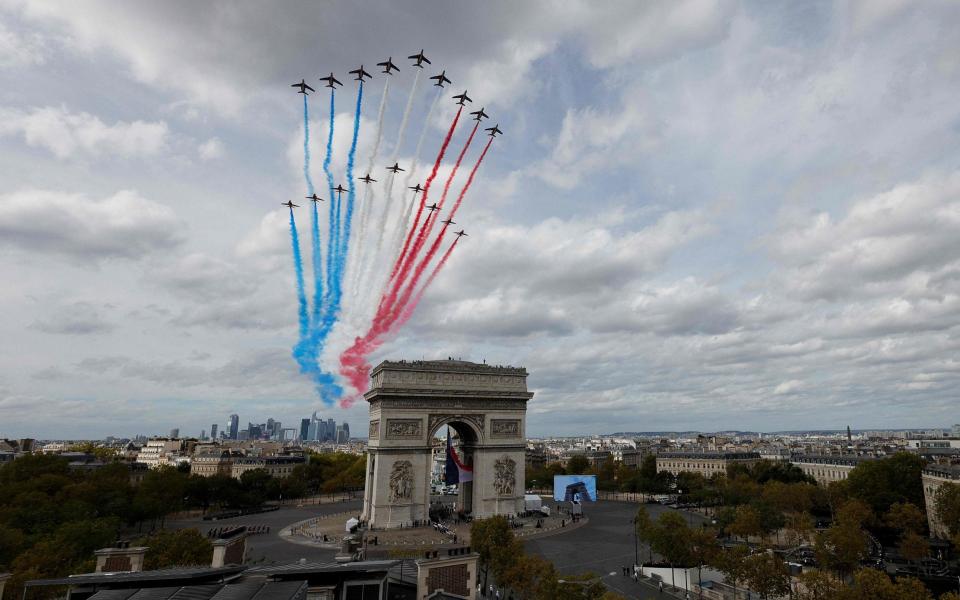 French Air Force elite flying team and the British Royal Air Force's Red Arrows