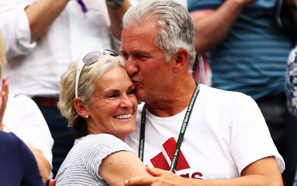 Louis Cayer hugs Judy Murray