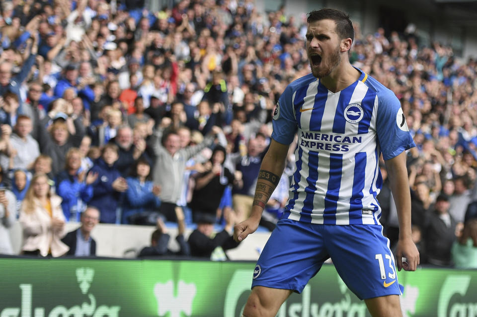 Brighton & Hove Albion’s Pascal Gross celebrates