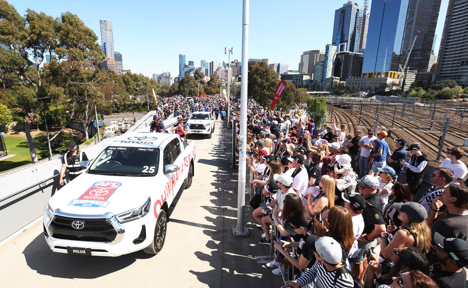 Fans and spectators, pictured here at the 2023 AFL grand final parade in Melbourne.