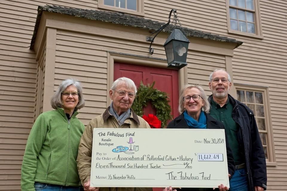 The Association for Rollinsford Culture and History (ARCH) recently received a grant of $11,612.64 from The Fabulous Find. From left to right are ARCH Board members Lucy Putnam, Peter Cook, Julia Roberts and Dana Stairs.