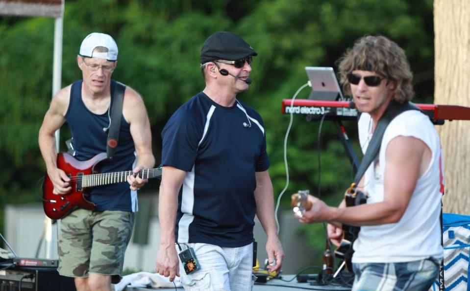 Straight Six Band performs in the rear parking lot at Union United Methodist Church.