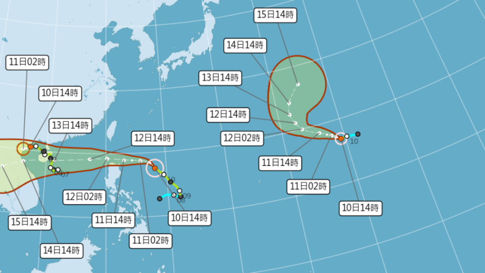 颱風預測路徑。（圖／中央氣象局）