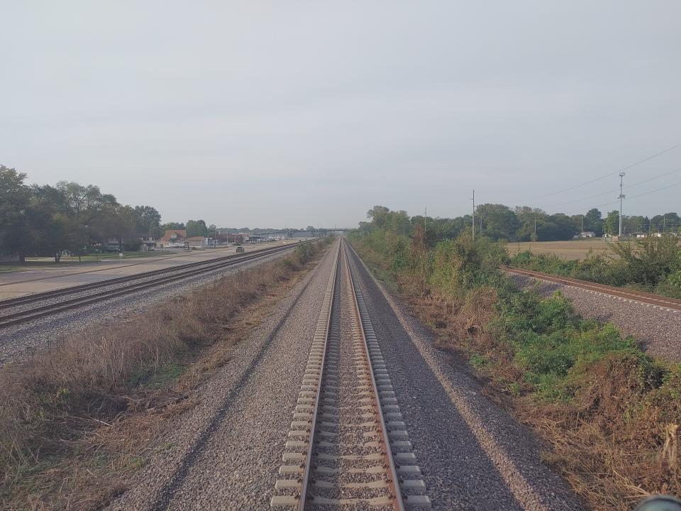 single train track view from amtrak train