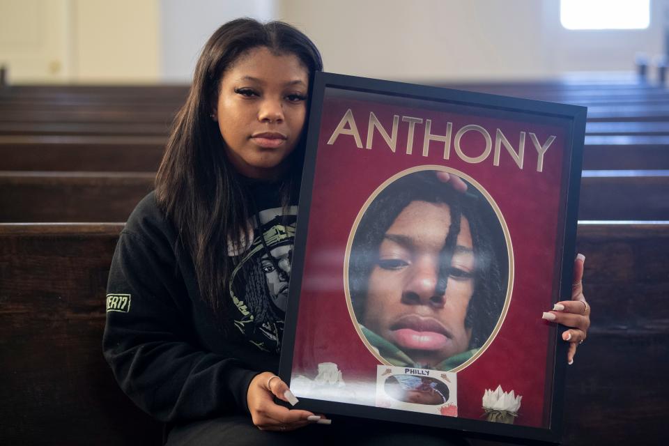 Aniya Thompson, sister of Anthony Thompson Jr., at Knoxville College's McMillan Chapel on Monday, Jan. 9, 2023, in Knoxville.