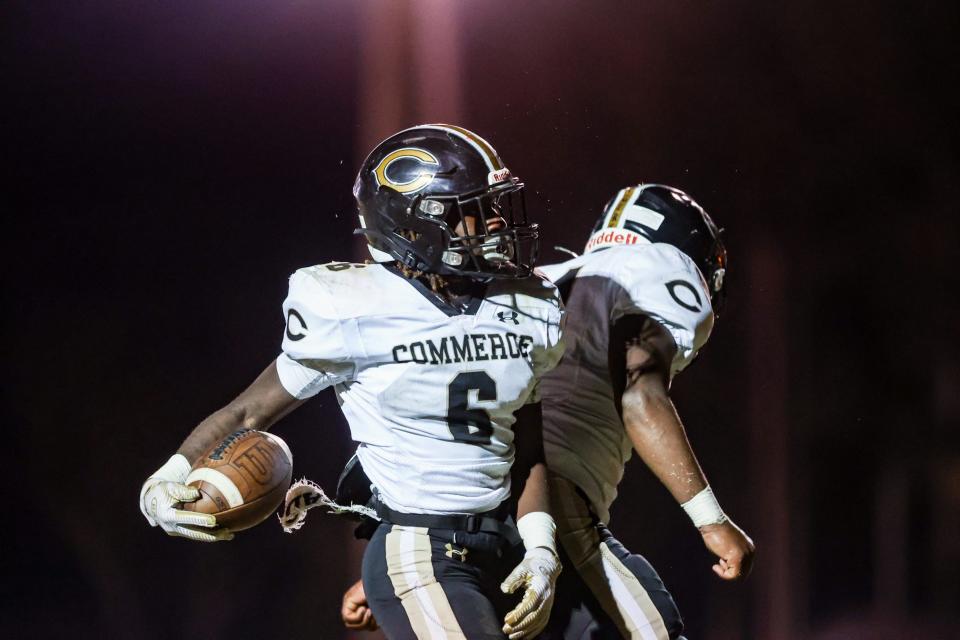 Commerce's Jaiden Daniels (6) celebrates during a game between the Athens Christian Eagles and the Commerce Tigers at Athens Christian School in Athens, Ga., on Friday, Oct. 14, 2022. (Photo by Tony Walsh)