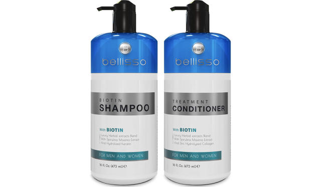 A photo of Bellisimo shampoo and conditioner.