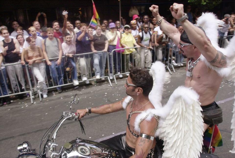 gay pride angel wings motorcycle