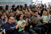 FILE PHOTO: Supporters laugh as U.S. Democratic presidential candidate Senator Elizabeth Warren holds a "Canvass Kickoff" event at her campaign field office in North Las Vegas