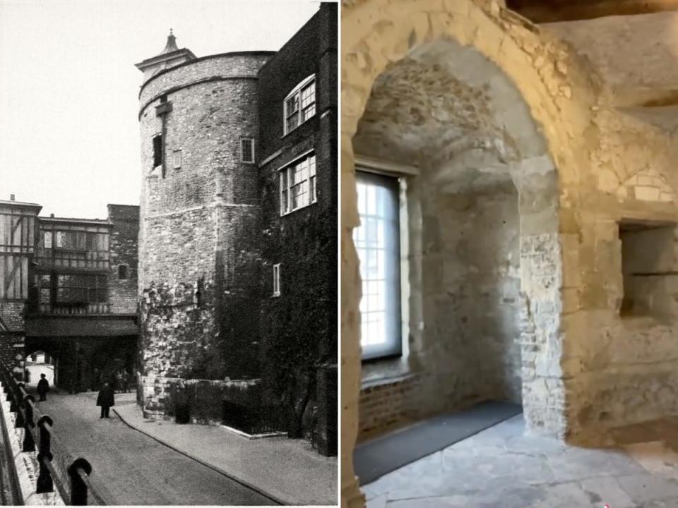 A historical image of The Bell Tower next to an image Tom Houghton took insider the cell.