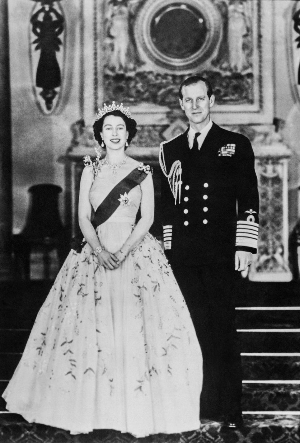 Queen Elizabeth II and Prince Philip on the day of her coronation in 1953 (INTERCONTINENTALE/AFP via Getty)