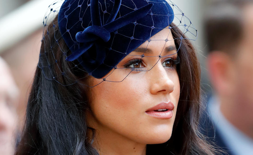 LONDON, UNITED KINGDOM - NOVEMBER 07: (EMBARGOED FOR PUBLICATION IN UK NEWSPAPERS UNTIL 24 HOURS AFTER CREATE DATE AND TIME) Meghan, Duchess of Sussex attends the 91st Field of Remembrance at Westminster Abbey on November 7, 2019 in London, England. (Photo by Max Mumby/Indigo/Getty Images)