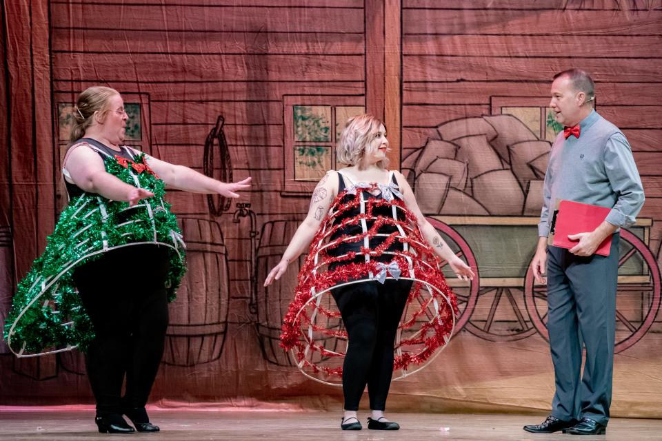 Mary Sills, Annie Baker, and Jim Whitehair provide laughs as Rita, Rhoda and Phil during the performance of 'White Christmas'. For more photos visit www.daily-jeff.com