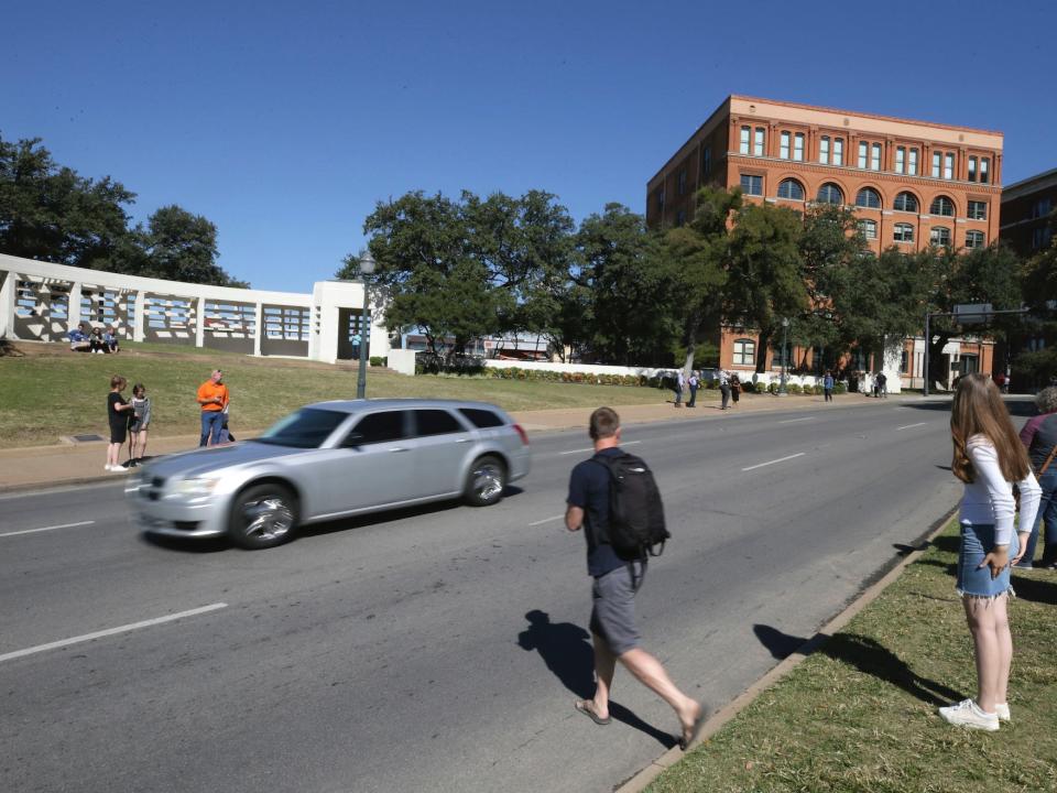 Tourists in downtown Dallas.