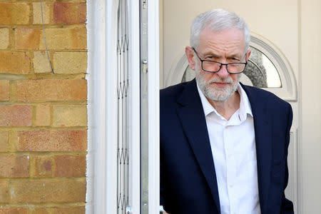 Britain's opposition Labour Party leader Jeremy Corbyn leaves his home in London, Britain, May 15, 2019. REUTERS/Toby Melville