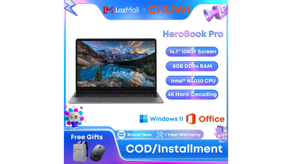 【Chuwi Official】 HeroBook Pro Windows 11 Laptop Notebook 14.1 Inch 1920*1080 FHD Screen. (Photo: Lazada SG)