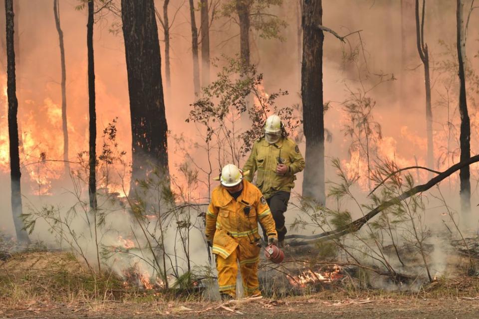 NSW firefighters back burn ahead of a fire front in Jerrawangala on Wednesday.