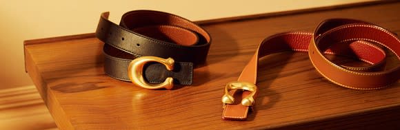 Coach leather belts with large C logo