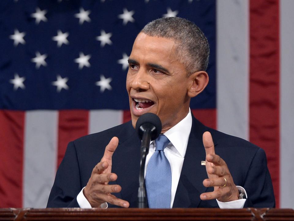 U.S. President Obama delivers his State of the Union address to a joint session of Congress on Capitol Hill in Washington