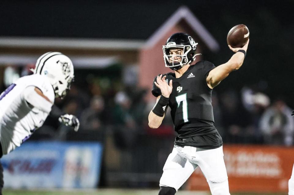 Cal Poly Mustangs quarterback Sam Huard (7) throws a pass against Weber State. Cal Poly hosted Weber State at Mustang Memorial Field.
