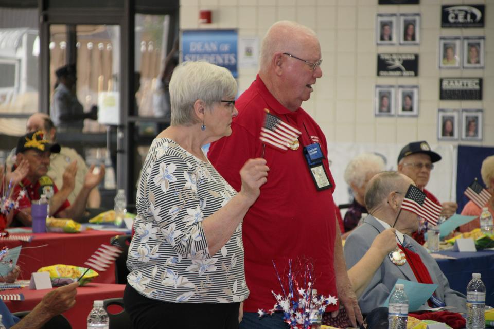 Veterans were invited to stand and sing when the anthem of their specific branch of the military was played during the Honor Flight at Home event on Saturday, June 10, 2023, at Tri-Rivers Career Center in Marion.