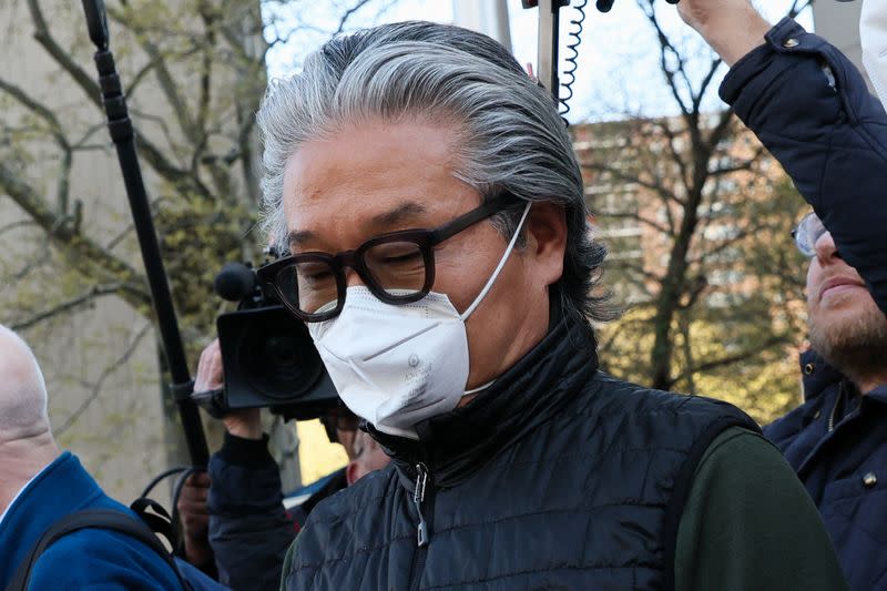 Sung Kook (Bill) Hwang exits the Manhattan federal courthouse in New York City