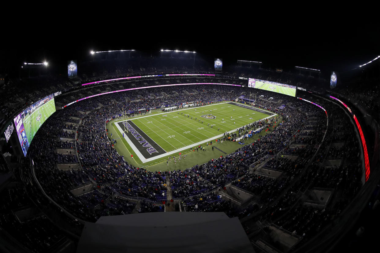 BALTIMORE, MD - DECEMBER 12: A general view of the stadium during the opening kickoff of the game between the Baltimore Ravens and the New York Jets at M&T Bank Stadium on December 12, 2019 in Baltimore, Maryland. (Photo by Scott Taetsch/Getty Images)